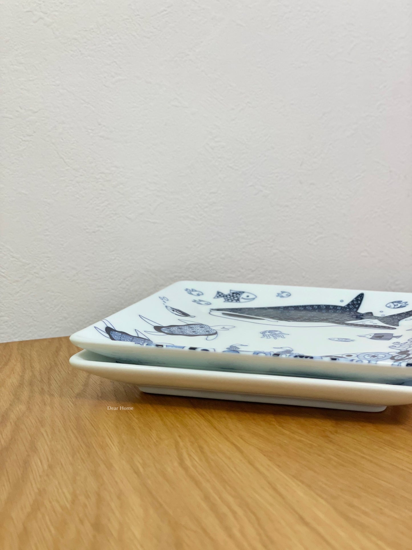 日本製 ❘ Cocomarine系列海洋世界波佐見燒方形餐碟 (17cm)