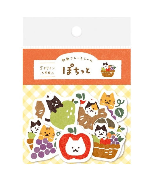 日本製 ❘ 古川紙工和紙貼紙 (貓咪水果)