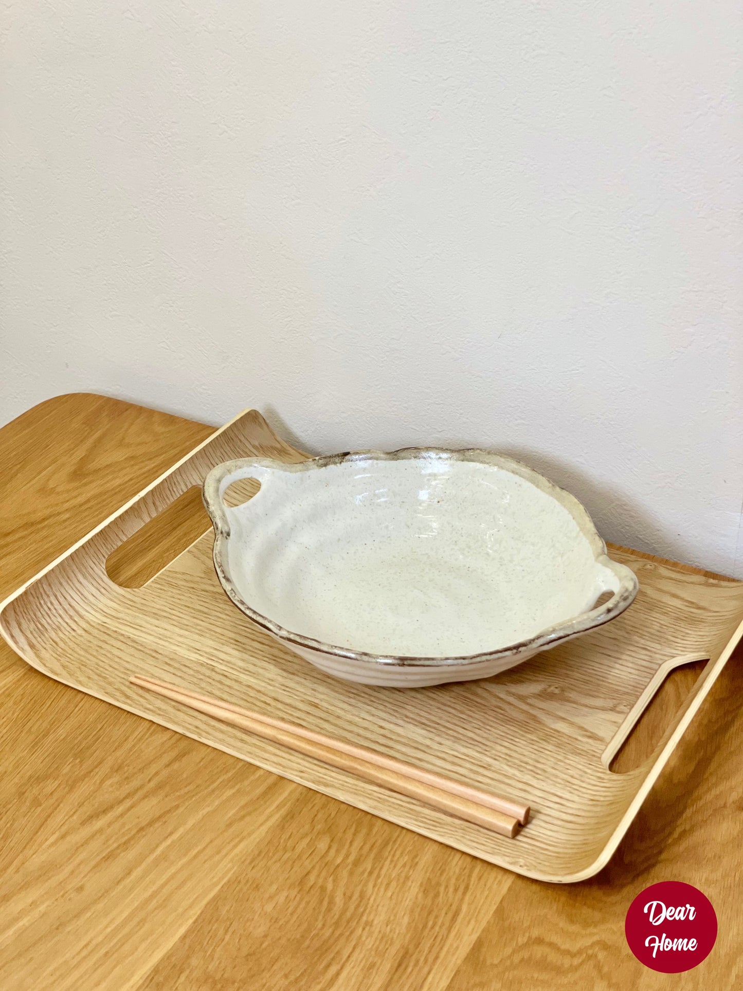 日本製 ❘ 白唐津粗陶系列雙耳餐盤 (土耳其藍)