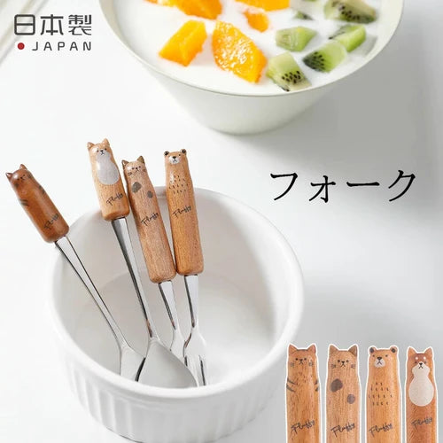日本製 ❘ Fluffy天然木製動物甜品叉 (12cm)