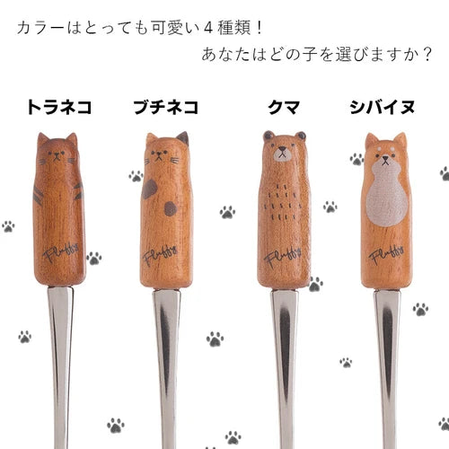 日本製 ❘ Fluffy天然木製動物甜品叉 (12cm)