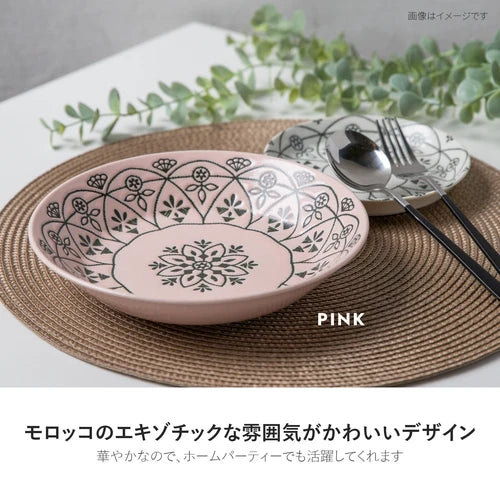 日本製 ❘ 摩洛哥刺繡圖騰美濃燒餐碟 (20.5cm)