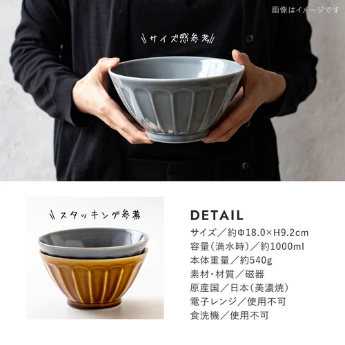 日本製 ❘ Mebole花朵紋美濃燒湯麵碗 (18cm)