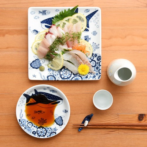日本製 ❘ Cocomarine系列海洋世界波佐見燒方形餐碟 (17cm)
