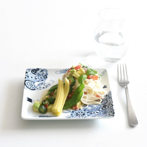 日本製 ❘ Cocomarine系列海洋世界波佐見燒方形餐碟 (17cm)