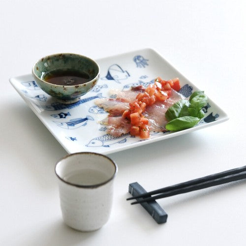 日本製 ❘ Cocomarine系列海洋世界波佐見燒方形餐碟 (17cm)