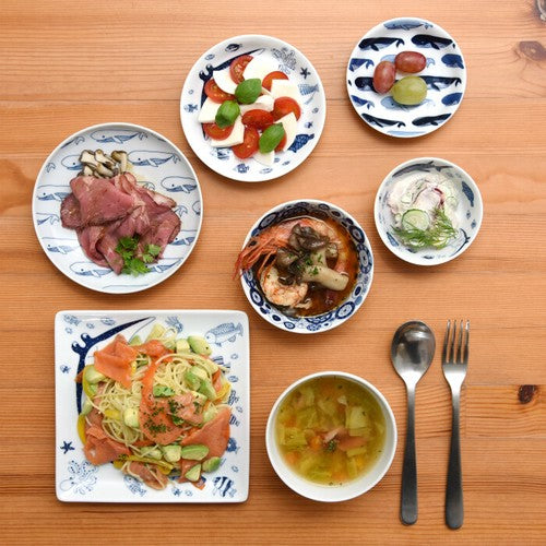 日本製 ❘ Cocomarine系列海洋世界波佐見燒方形餐碟 (17cm)