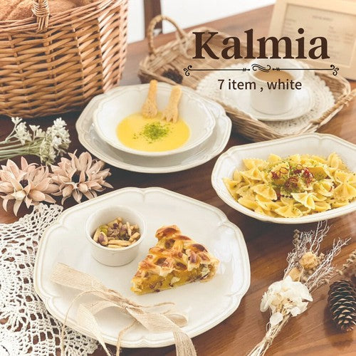 日本製 ❘ Kalmia系列花邊美濃燒食器 (米白色)