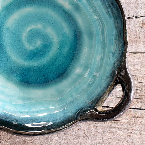 日本製 ❘ 白唐津粗陶系列雙耳餐盤 (土耳其藍)