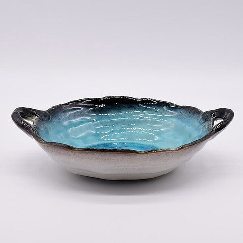 日本製 ❘ 白唐津粗陶系列雙耳餐盤 (土耳其藍)