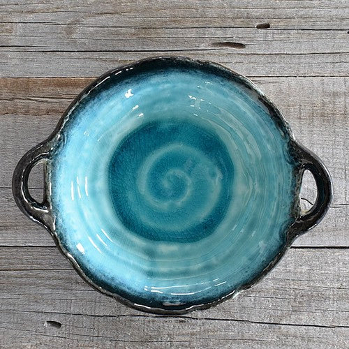 日本製 ❘ 白唐津粗陶系列雙耳餐盤 (土耳其藍)