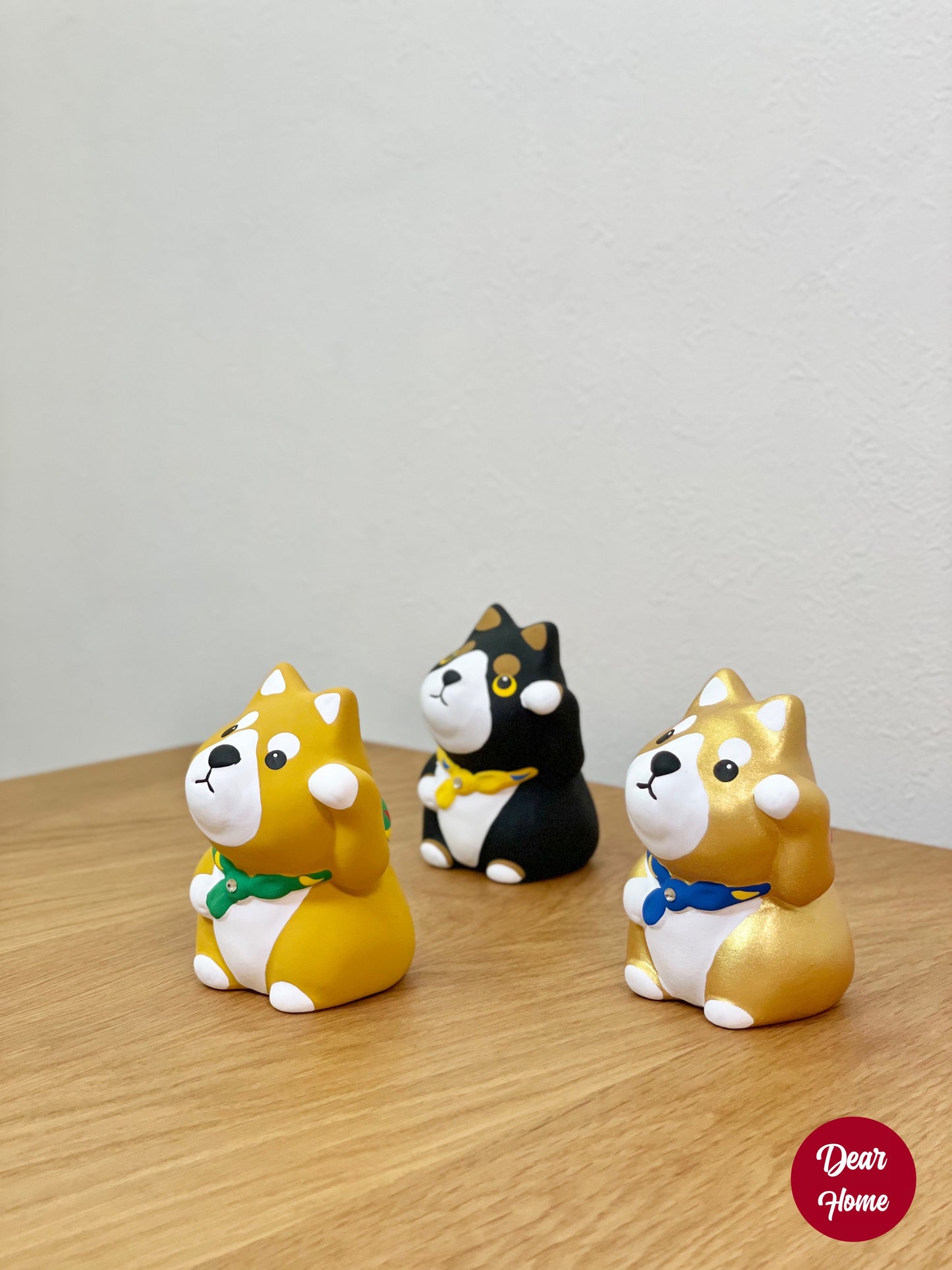 日本製 ❘ 作舍圓臉陶瓷招財柴犬 (7cm) (金色)