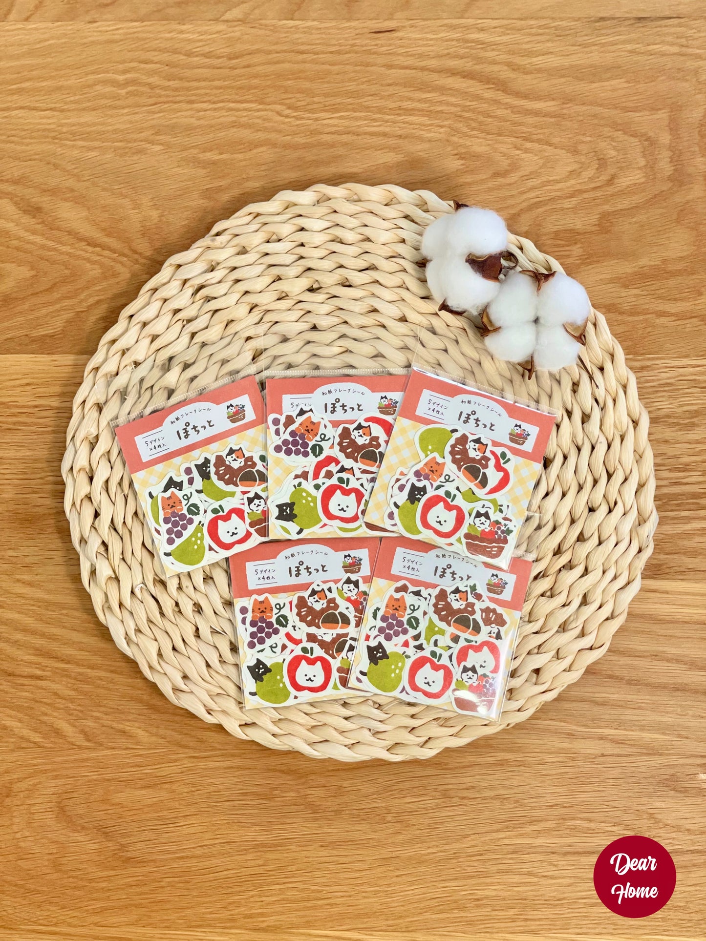日本製 ❘ 古川紙工和紙貼紙 (貓咪水果)