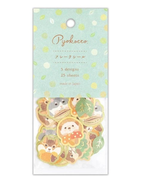 日本製 ❘ Pyokotto系列動物貼紙 (薄荷綠)
