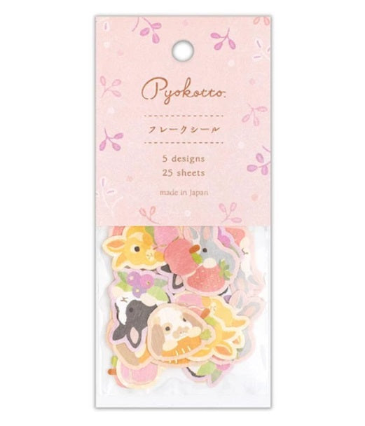 日本製 ❘ Pyokotto系列動物貼紙 (粉紅色)