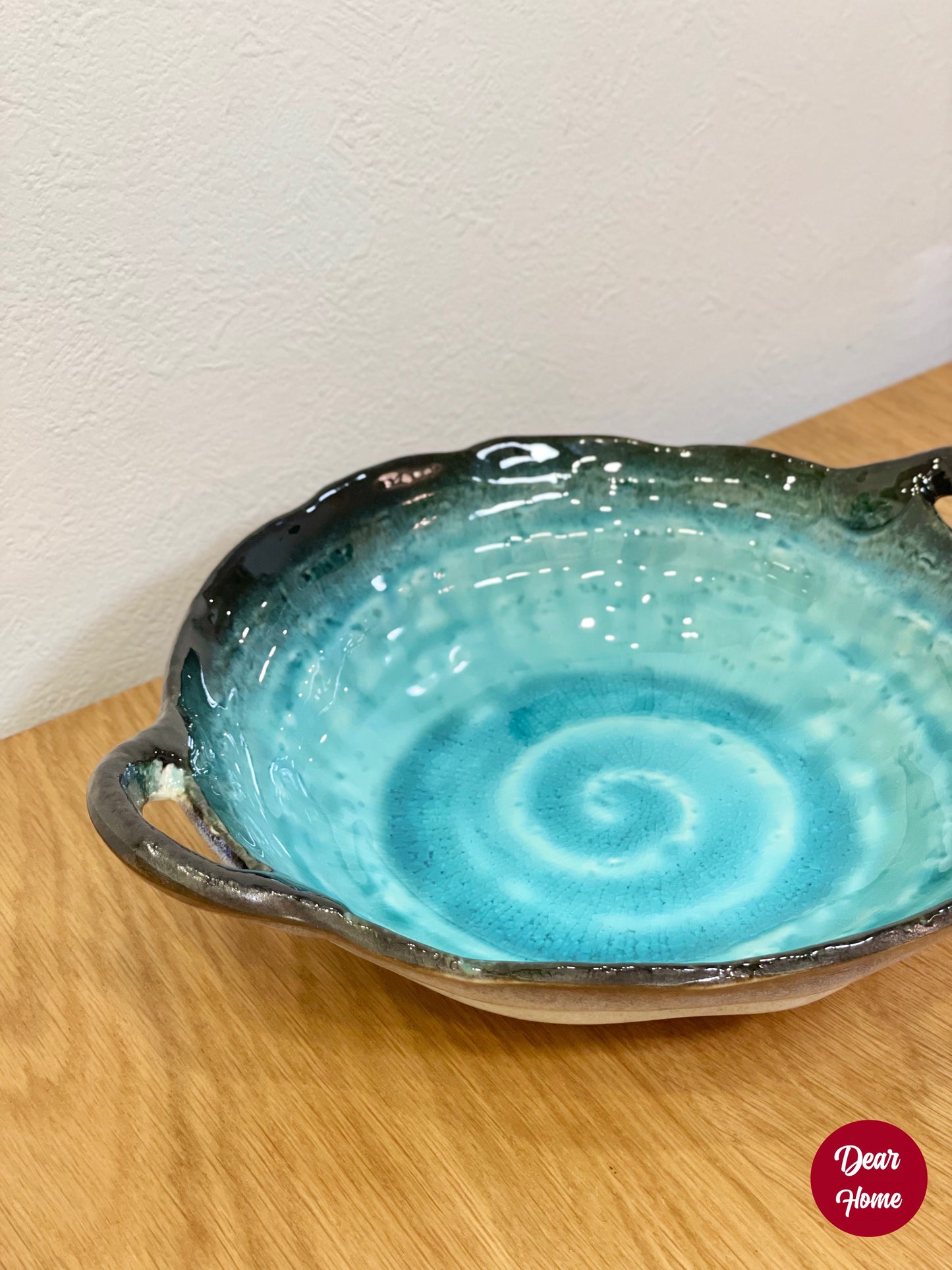 日本製 ❘ 白唐津粗陶系列雙耳餐盤 (土耳其藍)