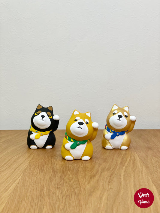 日本製 ❘ 作舍圓臉陶瓷招財柴犬 (7cm) (金色)
