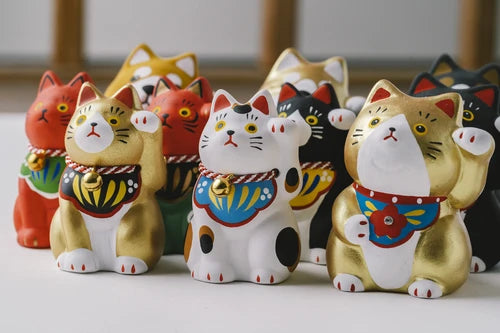 日本製 ❘ 作舍圓臉陶瓷招財貓 (7cm) (白色)