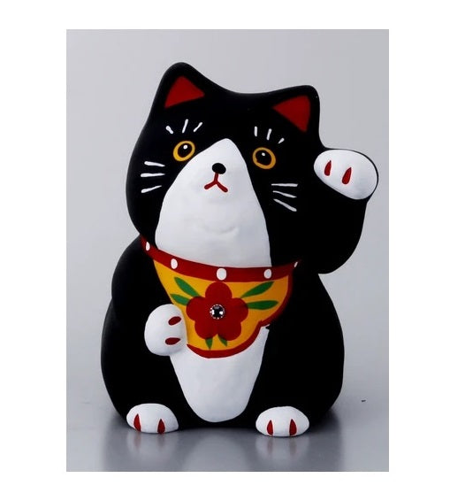 日本製 ❘ 作舍圓臉陶瓷招財貓 (7cm) (黑色)