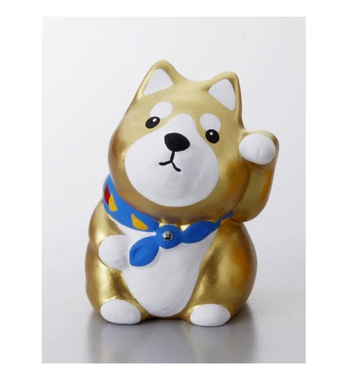 日本製 ❘ 作舍圓臉陶瓷招財柴犬 (7cm) (金色)