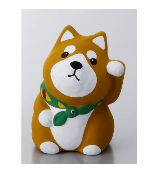 日本製 ❘ 作舍圓臉陶瓷招財柴犬 (7cm) (啡色)