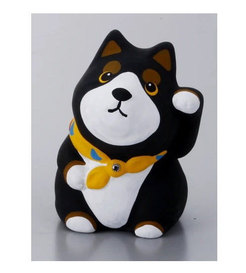 日本製 ❘ 作舍圓臉陶瓷招財柴犬 (7cm) (黑色)