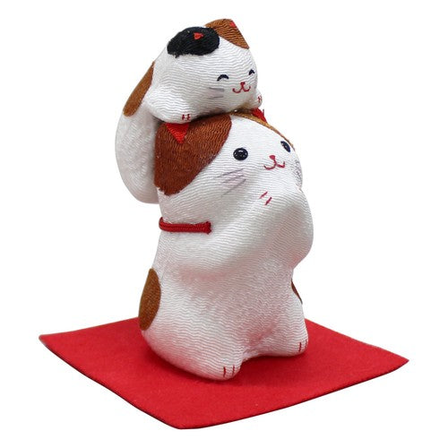 日本製 ❘ 日本絲織布請請祝賀親子貓咪 (10cm)