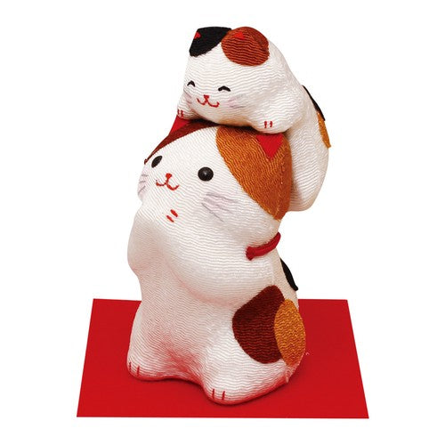日本製 ❘ 日本絲織布請請祝賀親子貓咪 (10cm)
