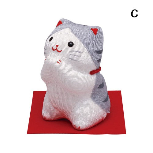 日本製 ❘ 日本絲織布請請祝賀貓咪 (7.5cm)