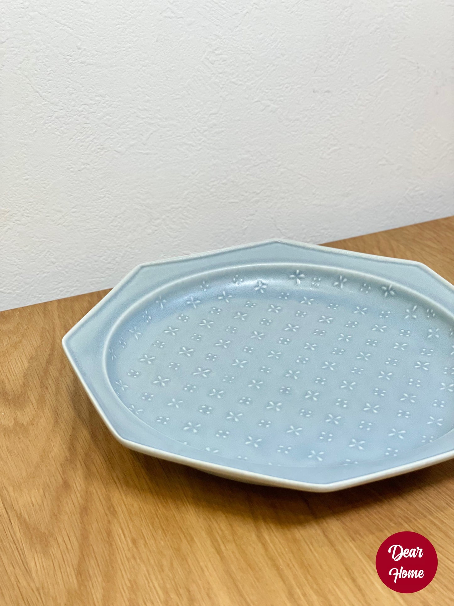 日本製 ❘ 八角形小花浮雕美濃燒餐碟 (20.5cm)