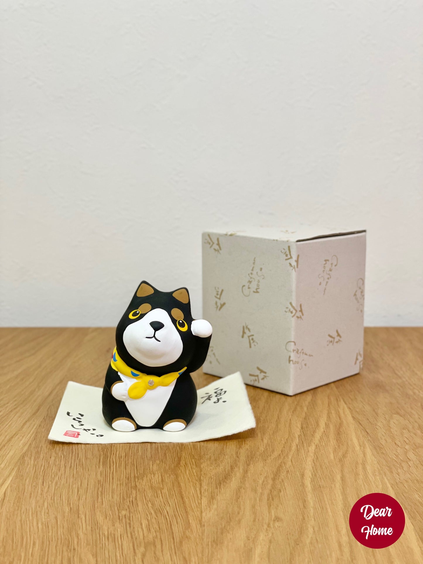 日本製 ❘ 作舍圓臉陶瓷招財柴犬 (7cm) (黑色)