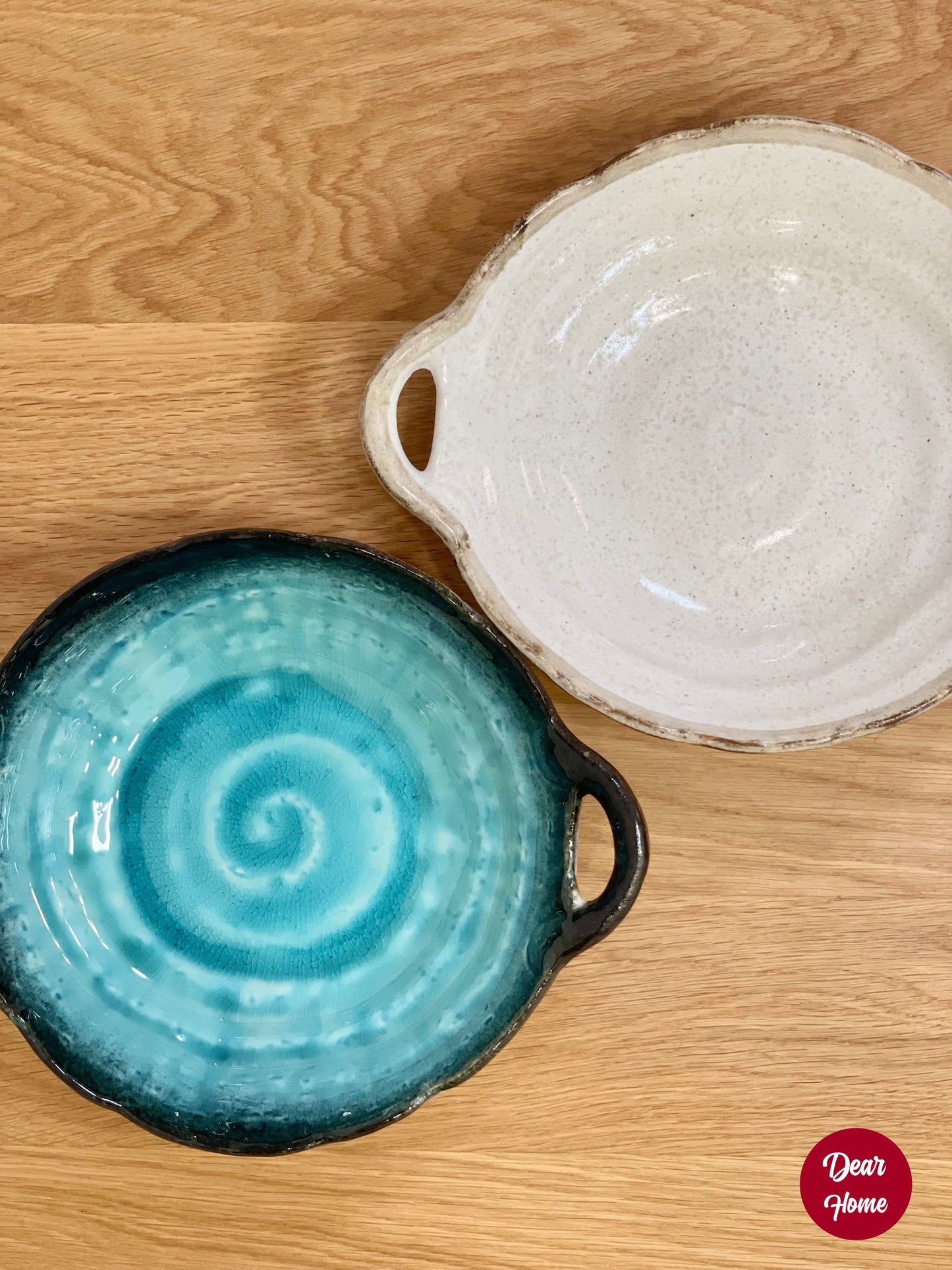 日本製 ❘ 白唐津粗陶系列雙耳餐盤 (土耳其藍)