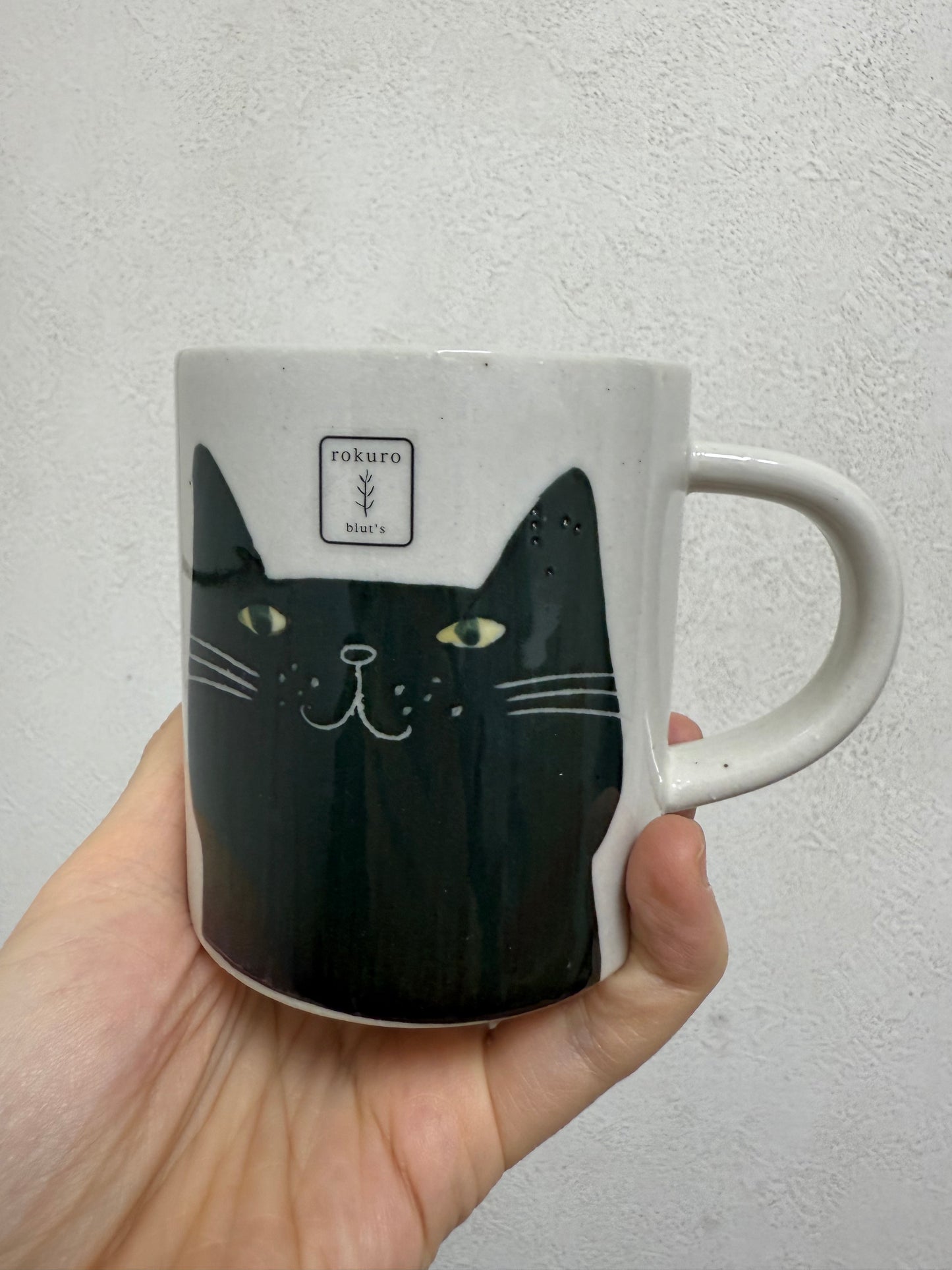 **瑕疵品**日本製 ❘ 六魯手繪貓咪馬克杯 (250ml) (黑貓)