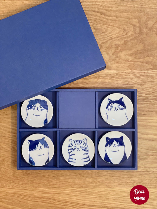 日本製 ❘ Shichita貓咪美濃燒小碟禮盒 (5枚入)