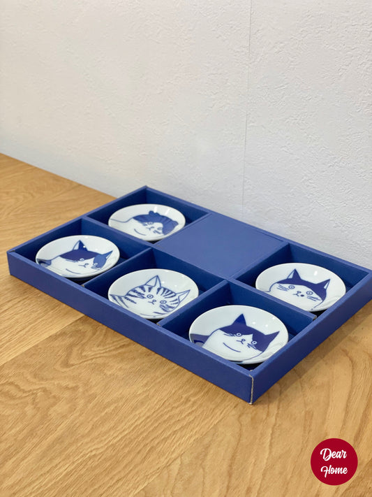 日本製 ❘ Shichita貓咪美濃燒小碟禮盒 (5枚入)