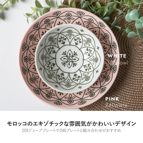 日本製 ❘ 摩洛哥刺繡圖騰美濃燒餐碗 (13.5cm)